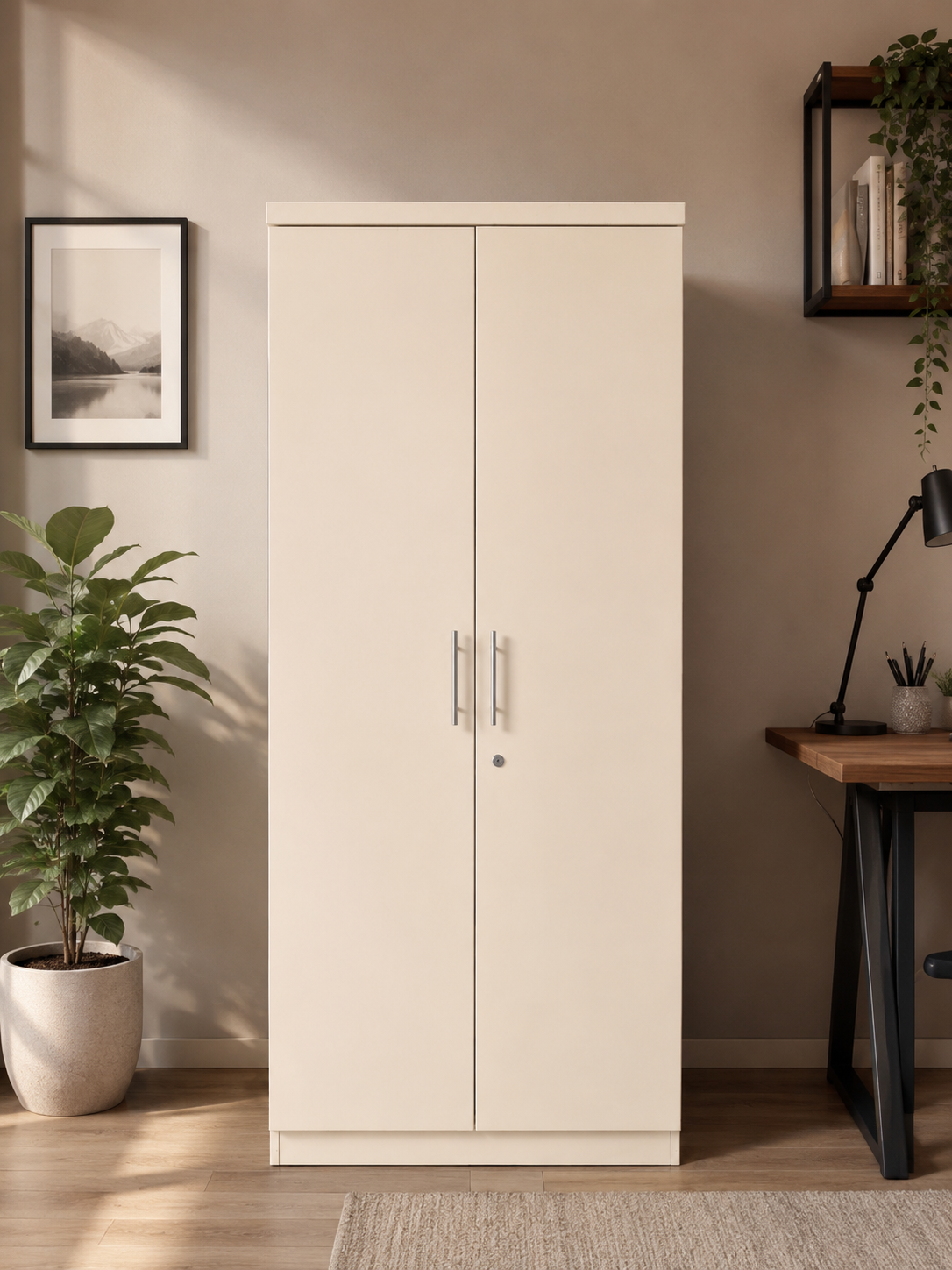 Engineered wood double door wardrobe